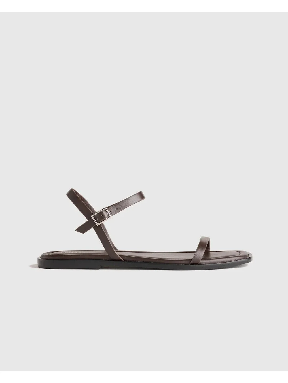 Quince Italian Leather Ankle Strap Flat Sandal - Coffee Bean - Women's 7.5 NEW